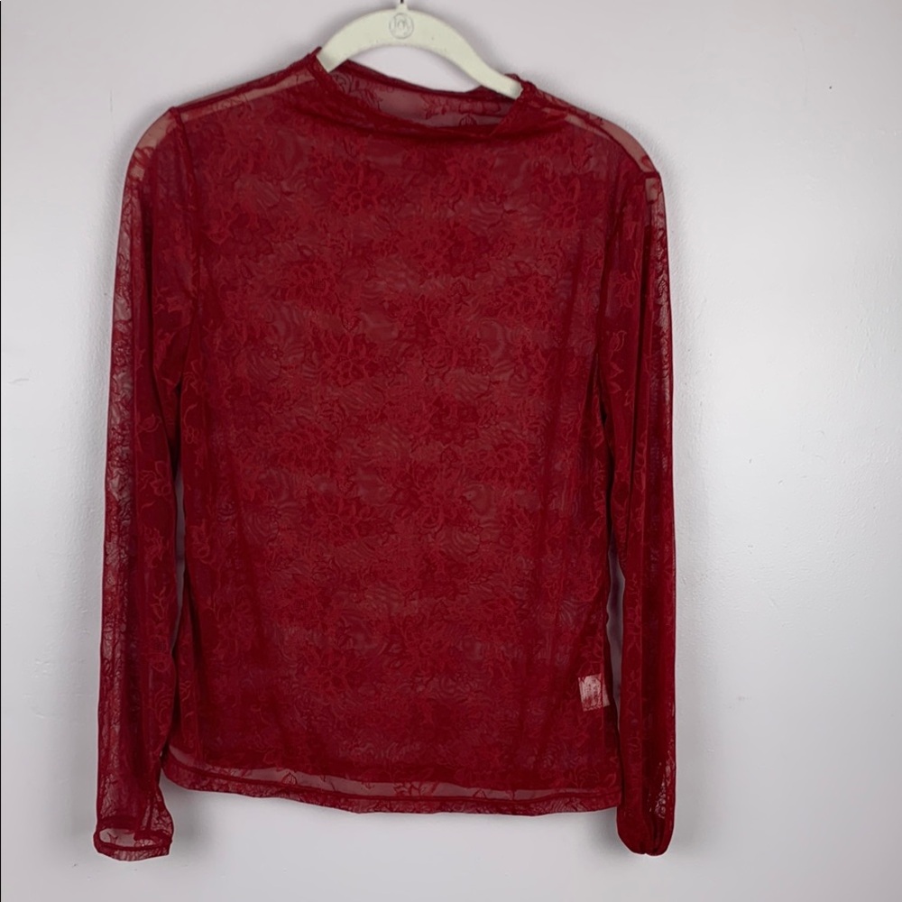 Red Lace Long Sleeve Top